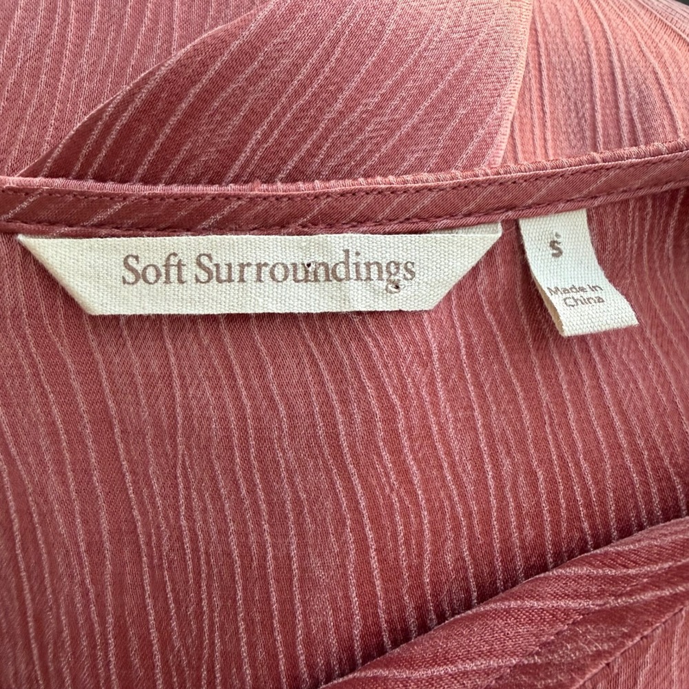 Soft Surroundings Lumi Blouse Cupro Rayon Crinkle Tassel Tie Top Small - Picture 7 of 8